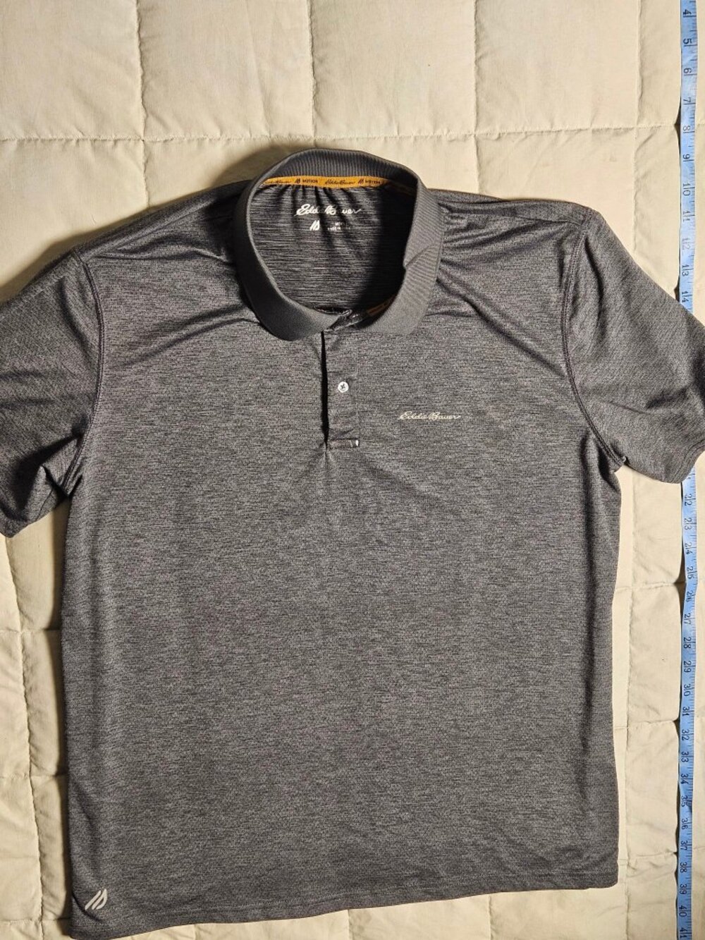 Eddie Bauer Motion Performance Polo Shirt Mens L Gray Heather